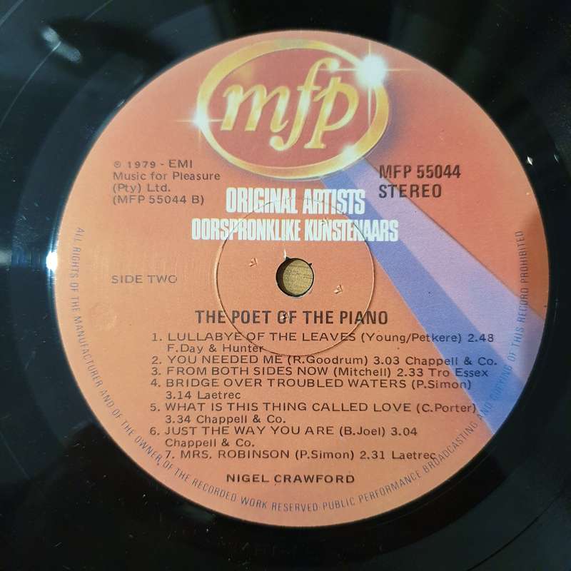 Nigel Crawford - Poet of the Piano -  Autographed - Vinyl LP Record - Very-Good+ Quality (VG+) (v...