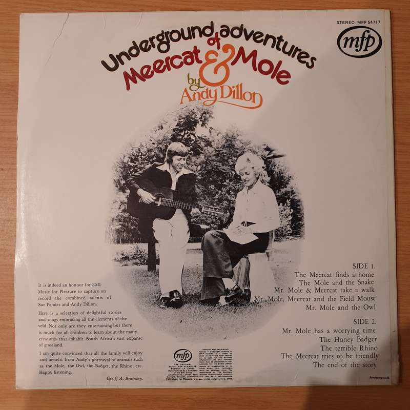 Underground Adventures of Meercat & Mole - Andy Dillon Vinyl LP Record - Very-Good+ Quality (VG+)...