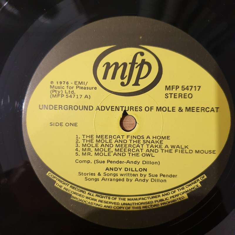 Underground Adventures of Meercat & Mole - Andy Dillon Vinyl LP Record - Very-Good+ Quality (VG+)...