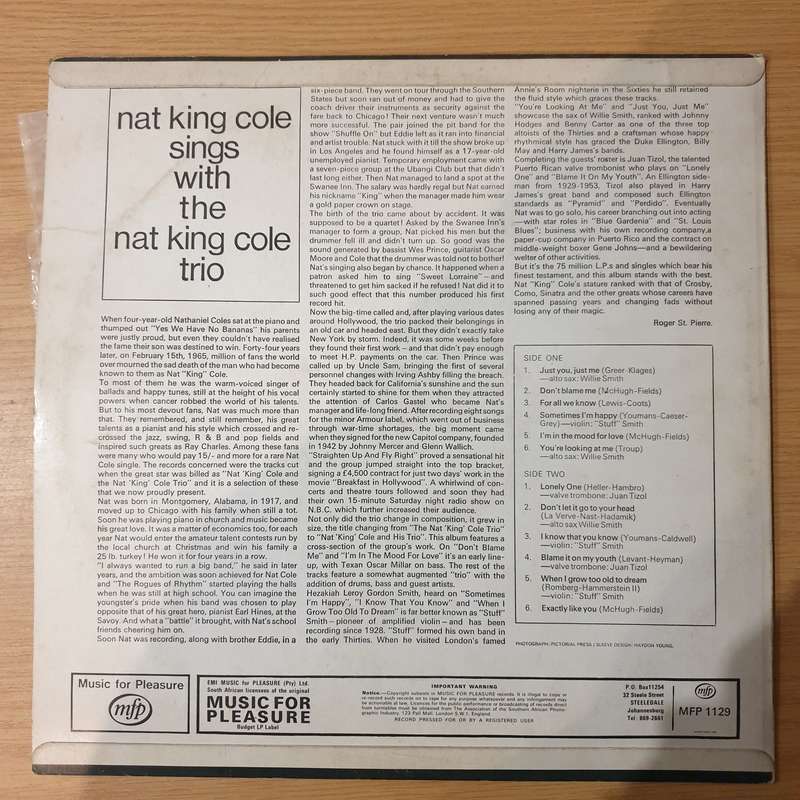 The Nat King Cole Trio  Nat King Cole Sings With The Nat King Cole Trio - Vinyl LP Record - Ve...