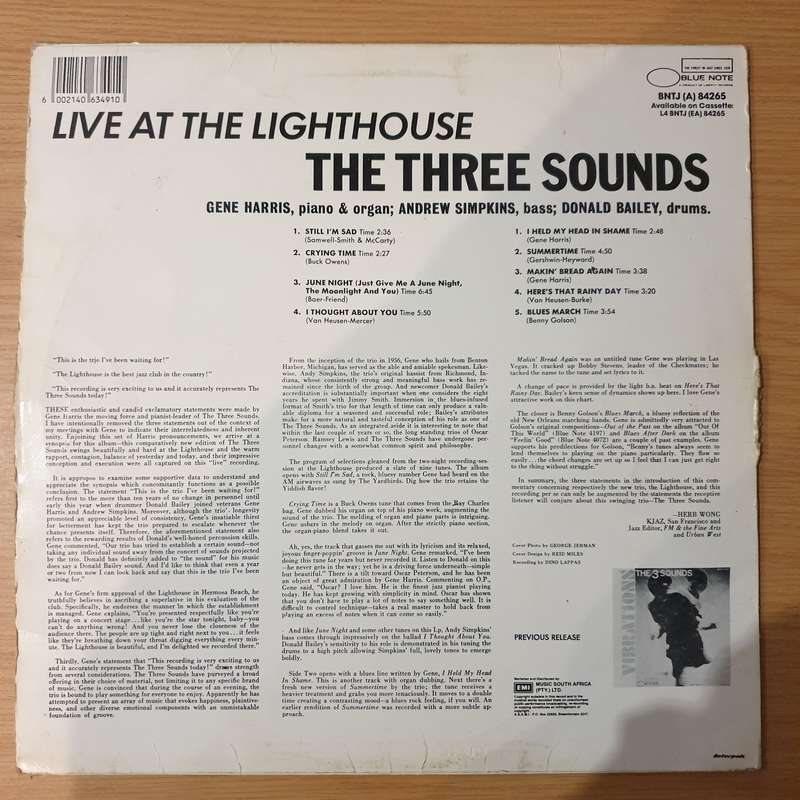 The Three Sounds  Live At The Lighthouse - Vinyl LP Record - Very-Good Quality (VG)  (verry)