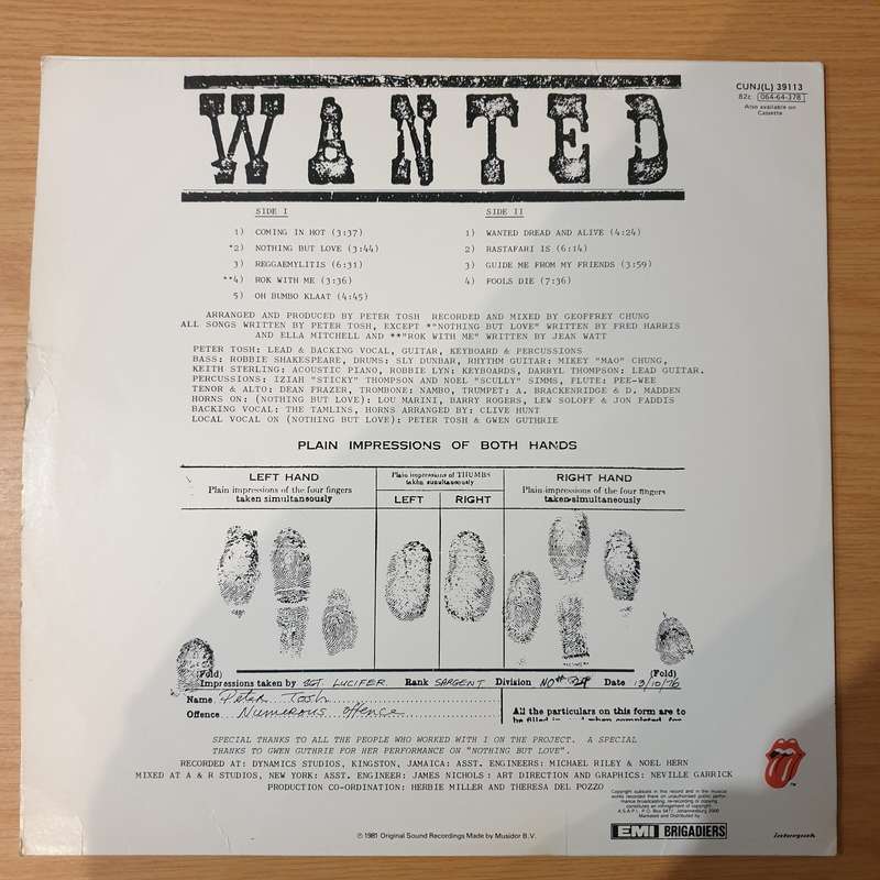 Peter Tosh  Wanted Dread & Alive - Vinyl LP Record - Very-Good Quality (VG)  (verry)