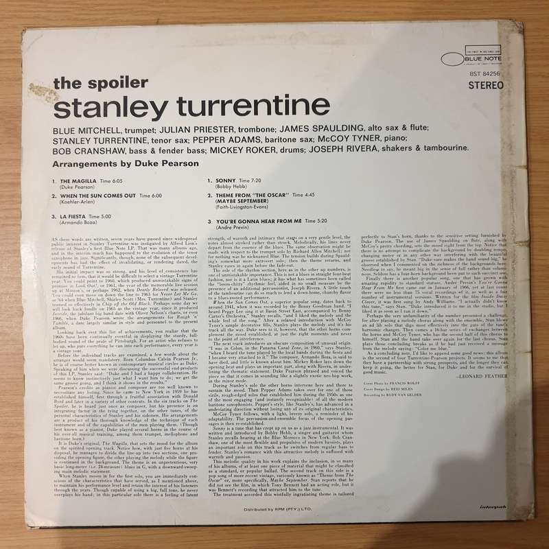Stanley Turrentine  The Spoiler - Vinyl LP Record - Vinyl LP Record - Very-Good Quality (VG)  ...