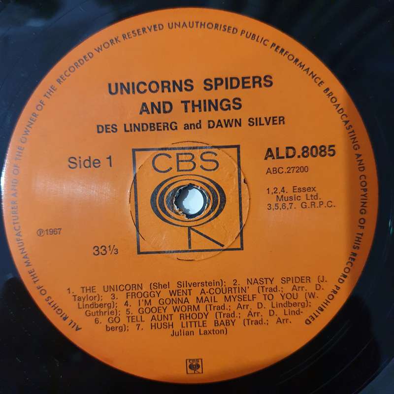 Des Lindberg & Dawn Silver  Unicorns, Spiders And Things with original booklet-  Vinyl LP Reco...