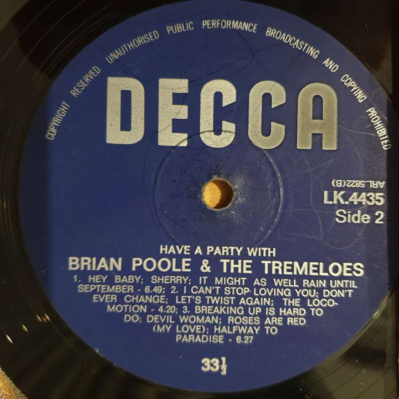 Brian Poole & The Tremeloes  Have Party With - Vinyl LP Record - Vinyl LP Record - Very-Good Q...