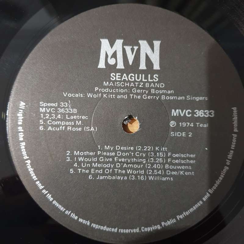 Maischatz Band (Rare SA) - Seagulls with Wolf Kitt and the Gerry Bosman Singers -  Vinyl LP Recor...