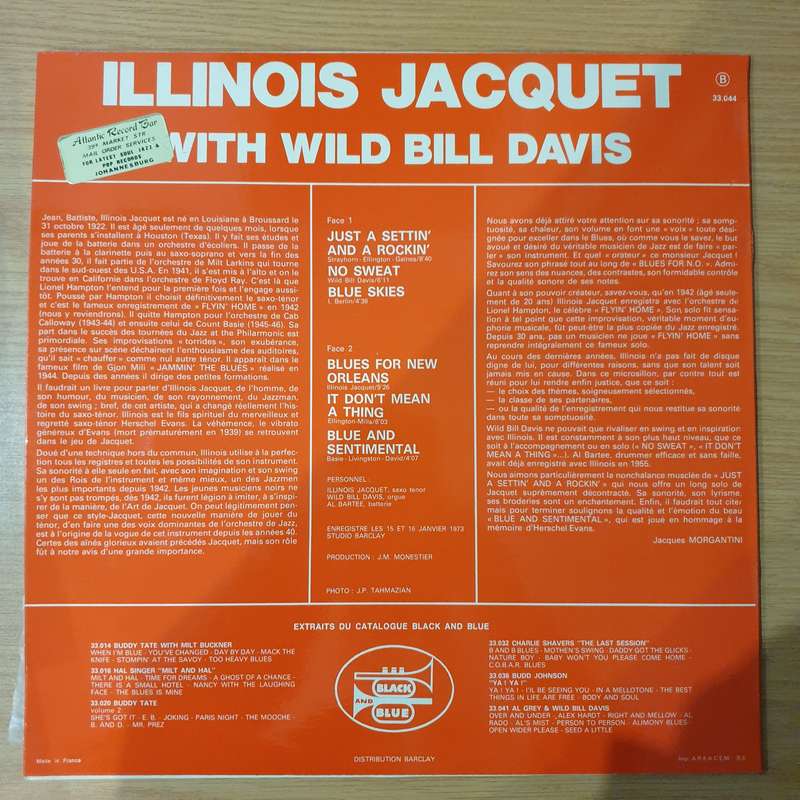 Illinois Jacquet  Illinois Jacquet With Wild Bill Davis (France Pressing) -  Vinyl LP Record -...
