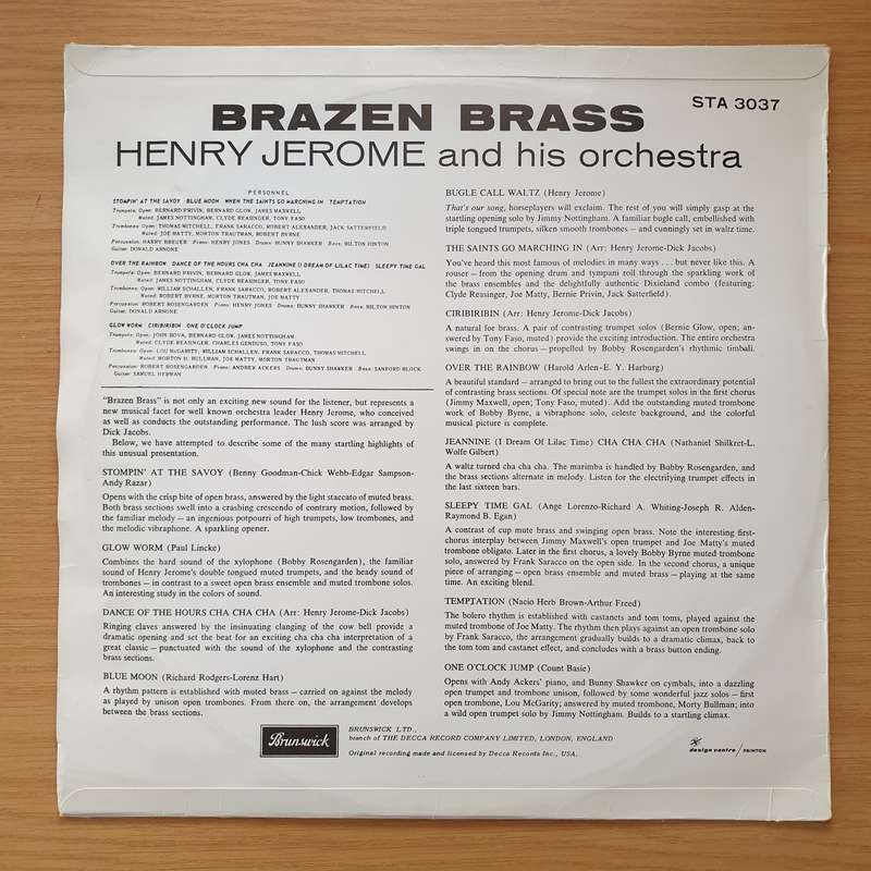Henry Jerome And His Orchestra  Brazen Brass - Vinyl LP Record - Vinyl LP Record - Very-Good Q...