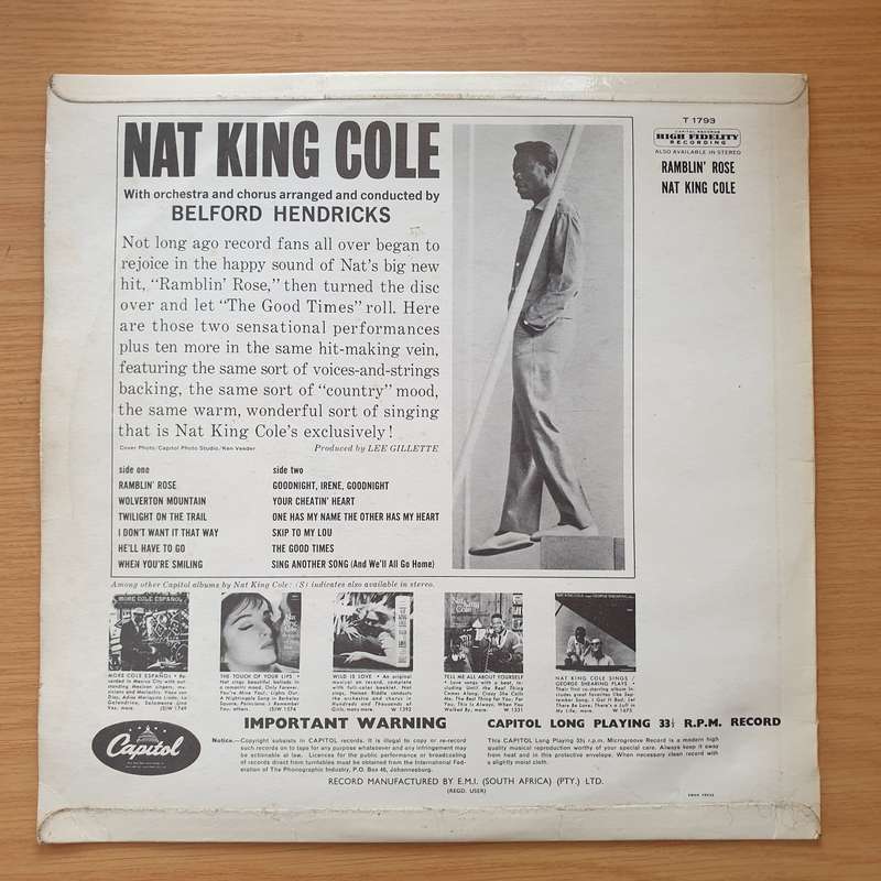 Nat King Cole - Ramblin' Rose - Vinyl LP Record - Very-Good- Quality (VG-) (minus)
