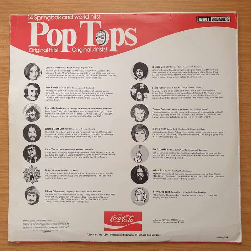 Coca-Cola Pop Tops (14 Original Artists) -  Vinyl LP Record - Very-Good+ Quality (VG+)