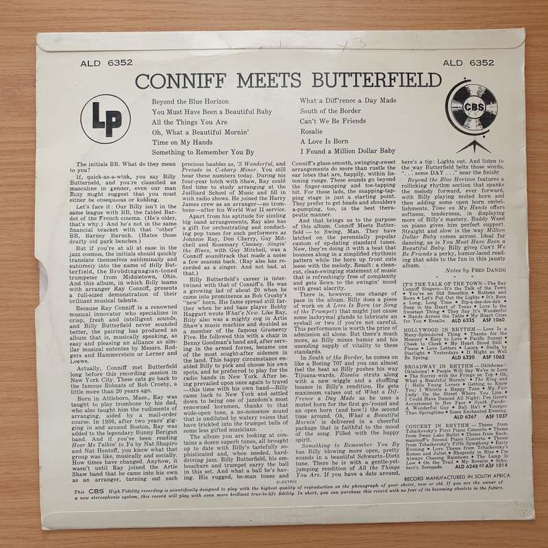 Conniff Meets Butterfield - Ray Conniff, Billy Butterfield  Vinyl LP Record - Very-Good+ Quali...
