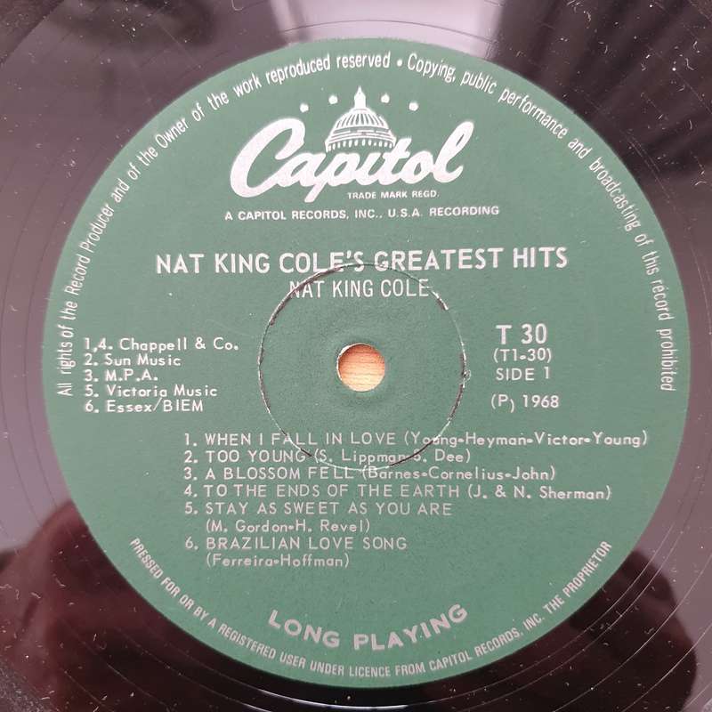 Nat King Cole -  The Greatest Hits Of -  Vinyl LP Record - Very-Good Quality (VG)  (verry)