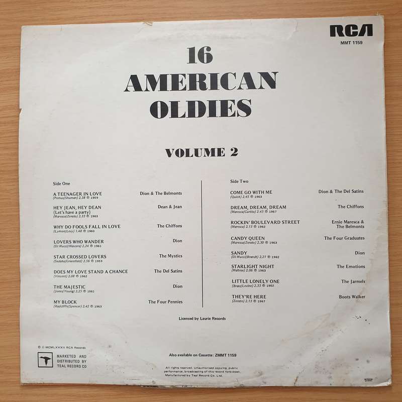16 American Super Oldies - Vol 2  Vinyl LP Record - Very-Good+ Quality (VG+) (verygoodplus)