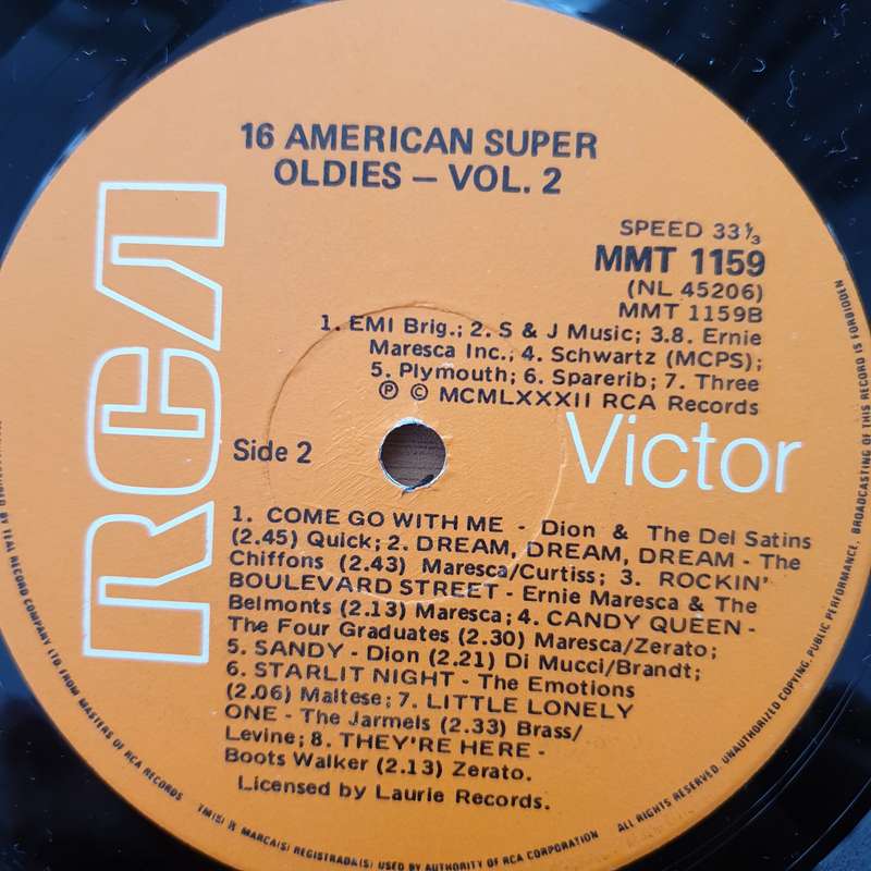 16 American Super Oldies - Vol 2  Vinyl LP Record - Very-Good+ Quality (VG+) (verygoodplus)
