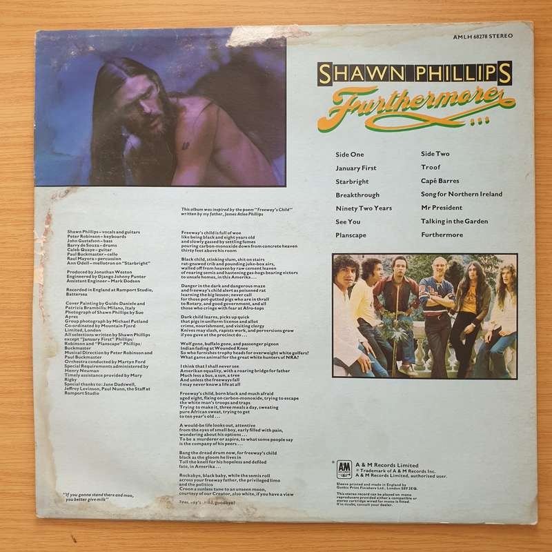 Shawn Phillips  Furthermore  Vinyl LP Record - Very-Good+ Quality (VG+) (verygoodplus)