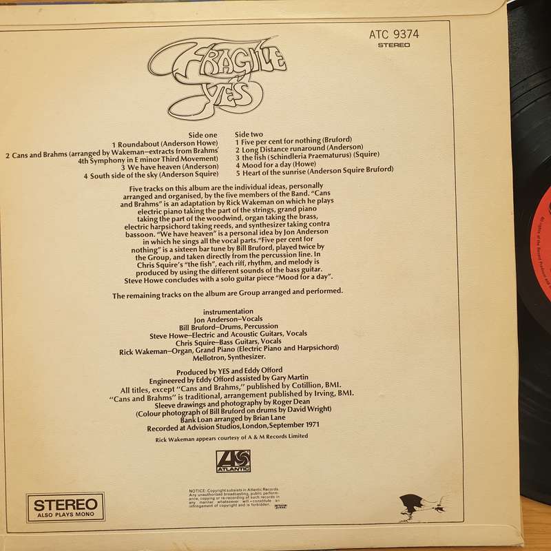 Yes  Fragile - Vinyl LP Record - Very-Good+ Quality (VG+) (verygoodplus)