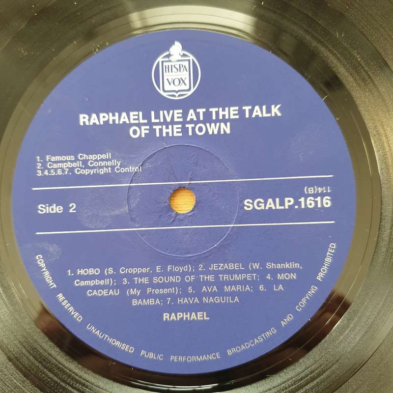 Raphael  Live At The Talk Of The Town   Vinyl LP Record - Very-Good+ Quality (VG+)
