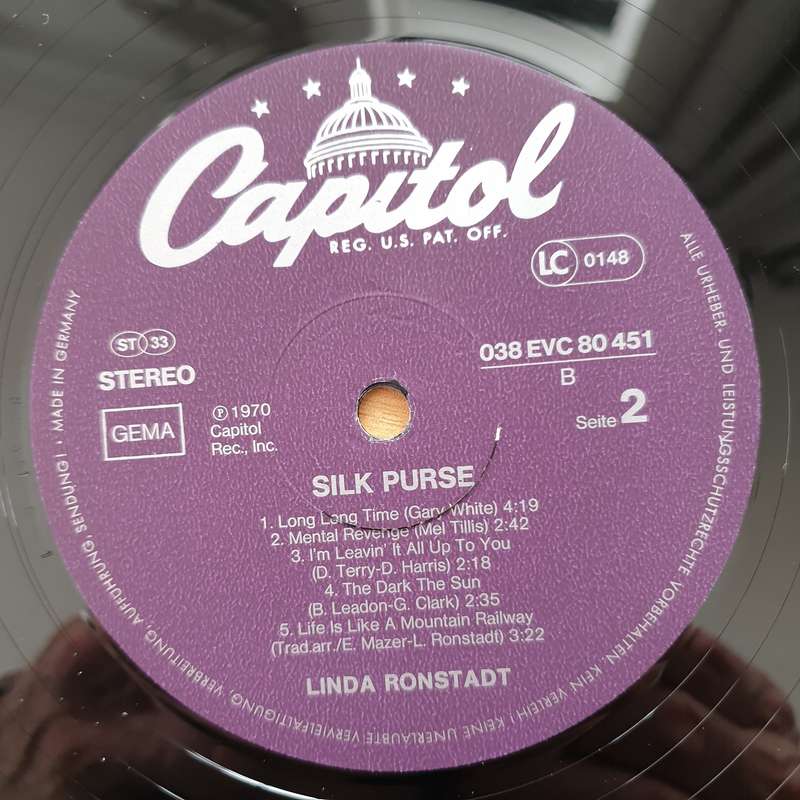 Linda Ronstadt  Silk Purse - Vinyl LP Record - Very-Good+ Quality (VG+) (verygoodplus)