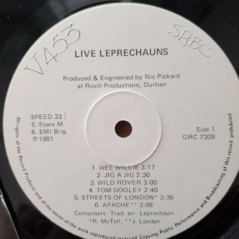 Leprechauns - Live at the Jolly Roger (The President - Holiday Inn) - Autographed - Vinyl LP Reco...