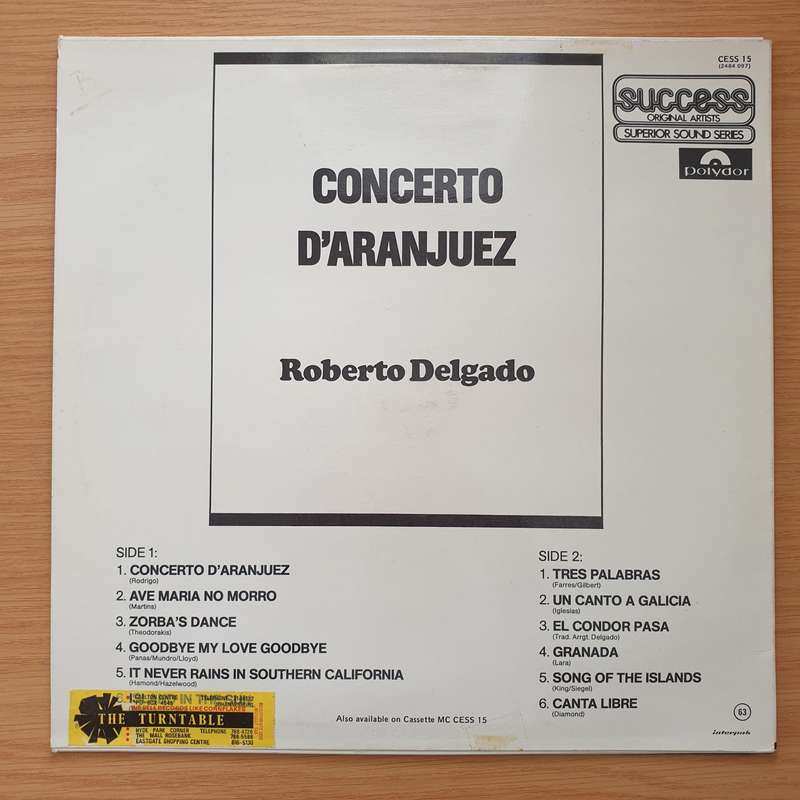 Roberto Delgado - Concerto D'Aranjuez - Vinyl LP - Opened  - Very-Good+ Quality (VG+)