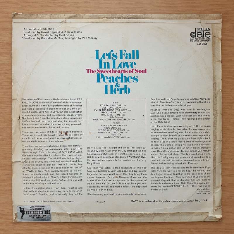 Peaches & Herb  Let's Fall In Love -  Vinyl LP Record - Very-Good Quality (VG)  (verry)