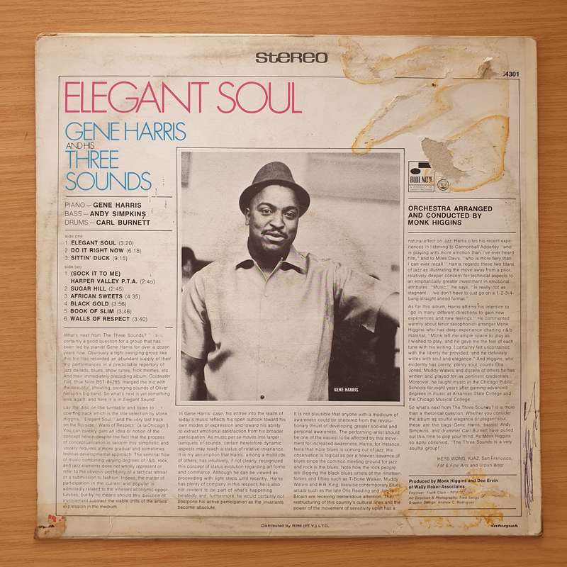 Gene Harris And His Three Sounds  Elegant Soul - Vinyl LP Record (VG+)
