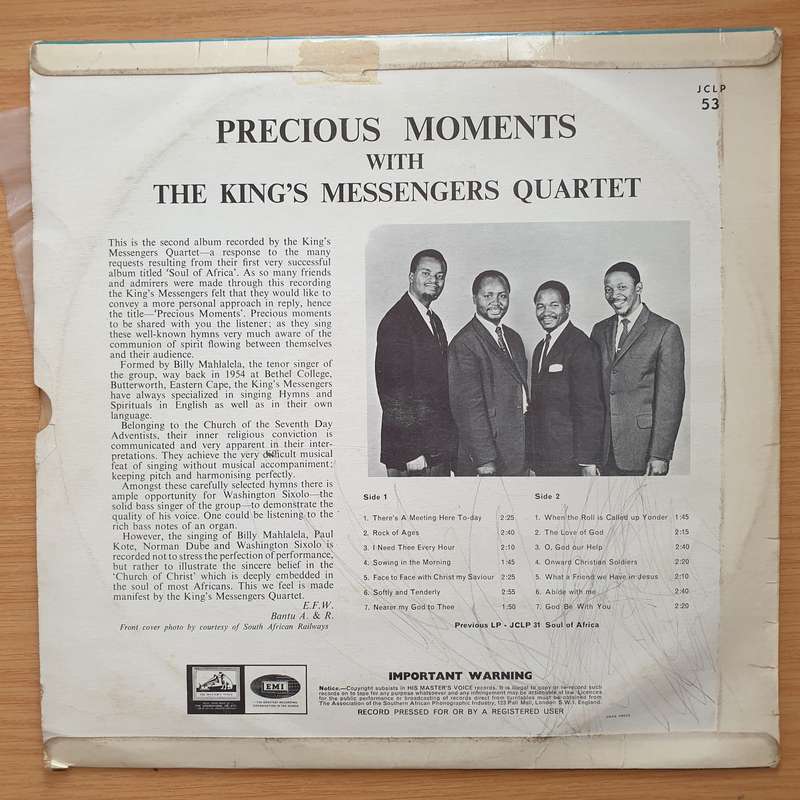 The King's Messengers Quartet  Precious Moments -  Vinyl LP Record - Very-Good Quality (VG)...
