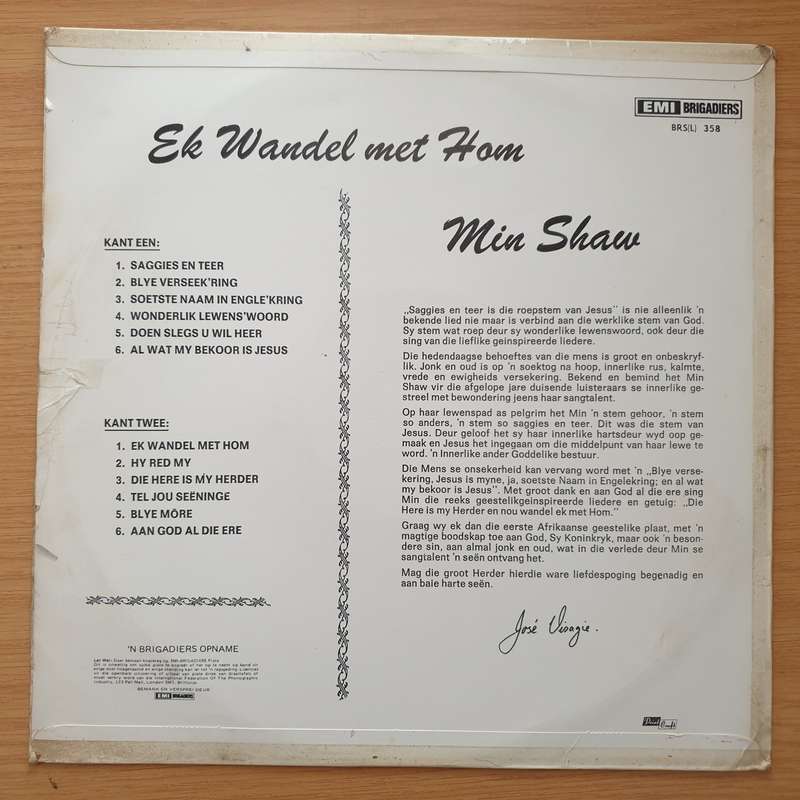 Min Shaw  Ek Wandel Met Hom - Vinyl LP Record - Very-Good- Quality (VG-) (minus)