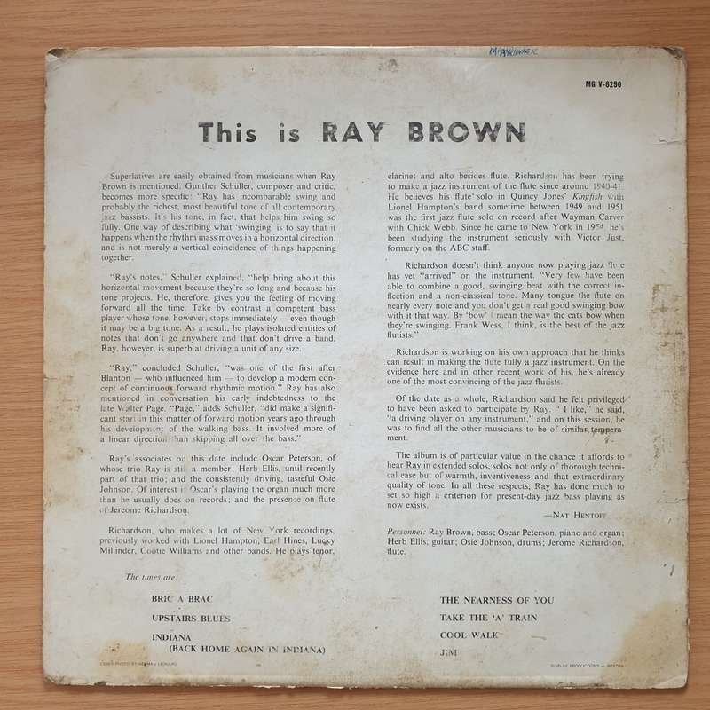 Ray Brown  This Is Ray Brown - Vinyl LP Record - Good+ Quality (G+) (gplus)