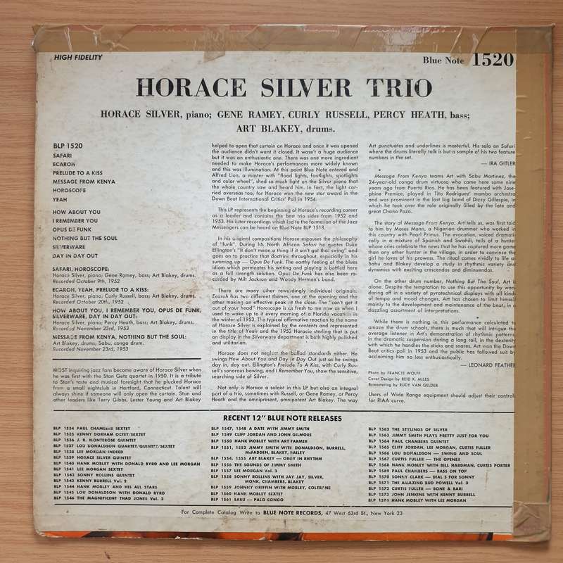 Horace Silver  Horace Silver Trio - Vinyl LP Record - Good+ Quality (G+) (gplus)