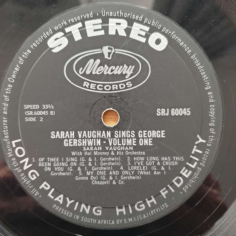 Sarah Vaughan  Sarah Vaughan Sings George Gershwin - Vinyl LP Record - Good+ Quality (G+) (gplus)
