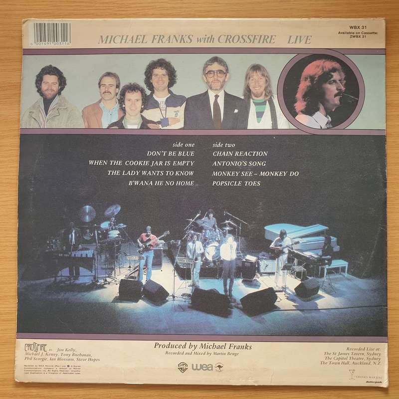 Michael Franks With Crossfire  Live  - Vinyl LP Record - Very-Good- Quality (VG-) (minus)