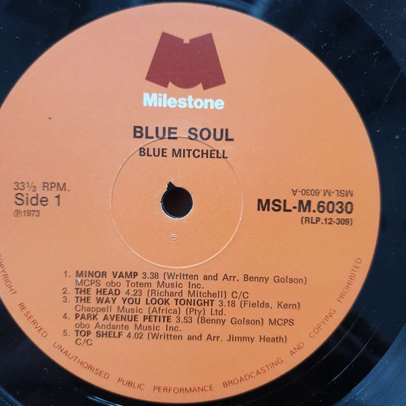 Blue Mitchell Sextet  Blue Soul -  Vinyl LP Record - Very-Good Quality (VG)  (verry)