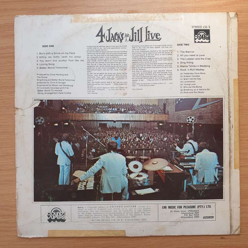 4 (Four) Jacks and a Jill - Live - Vinyl LP Record - Very-Good- Quality (VG-) (minus)
