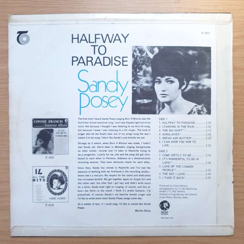 Sandy Posey  Halfway To Paradise - Sandy Posey Featuring "I Take It Back" - Vinyl LP Record - ...