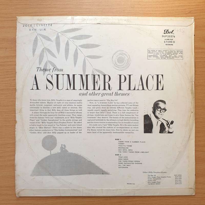 Billy Vaughn And His Orchestra  Theme From A Summer Place  - Vinyl LP Record - Very-Good+ Qual...