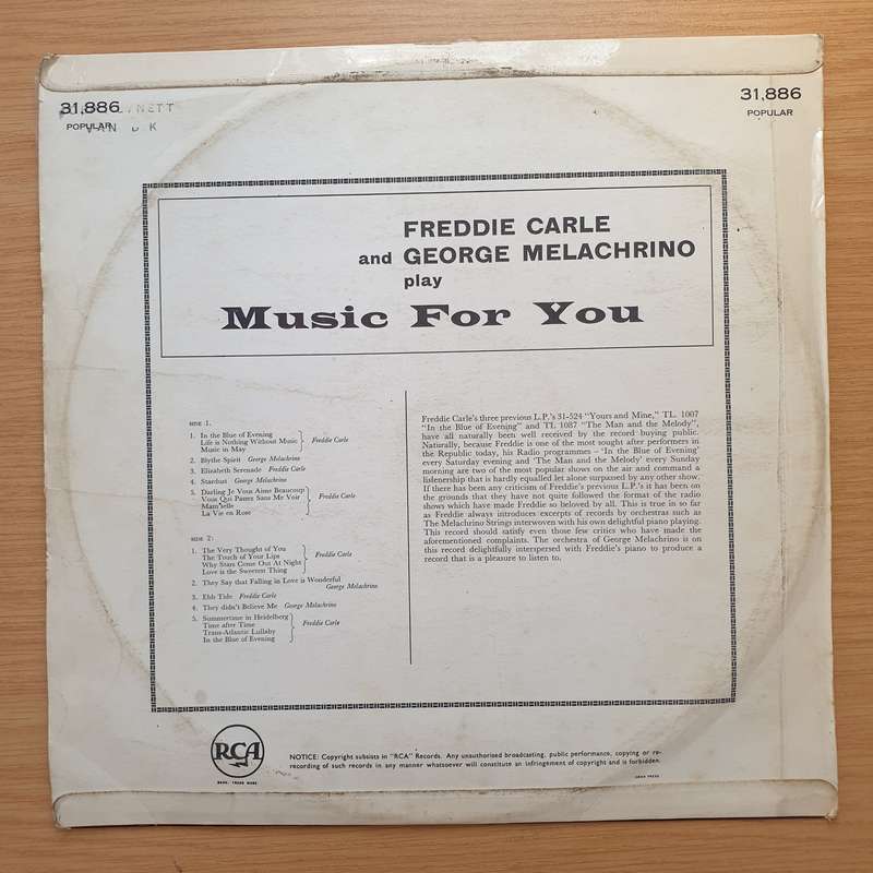 Freddie Carle  Music for You - In The Blue Of Evening - Vinyl LP Record - Very-Good+ Quality (...