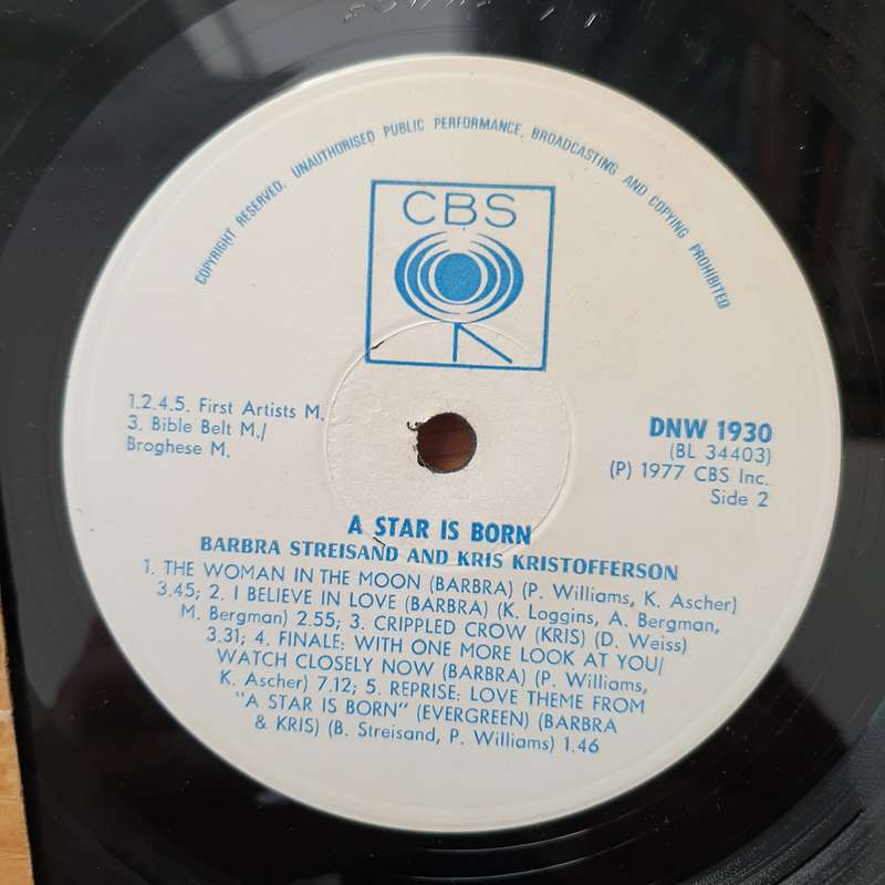 A Star Is Born - Streisand, Kristofferson (Rhodesia/Zimbabwe)  Vinyl LP Record - Very-Good ...