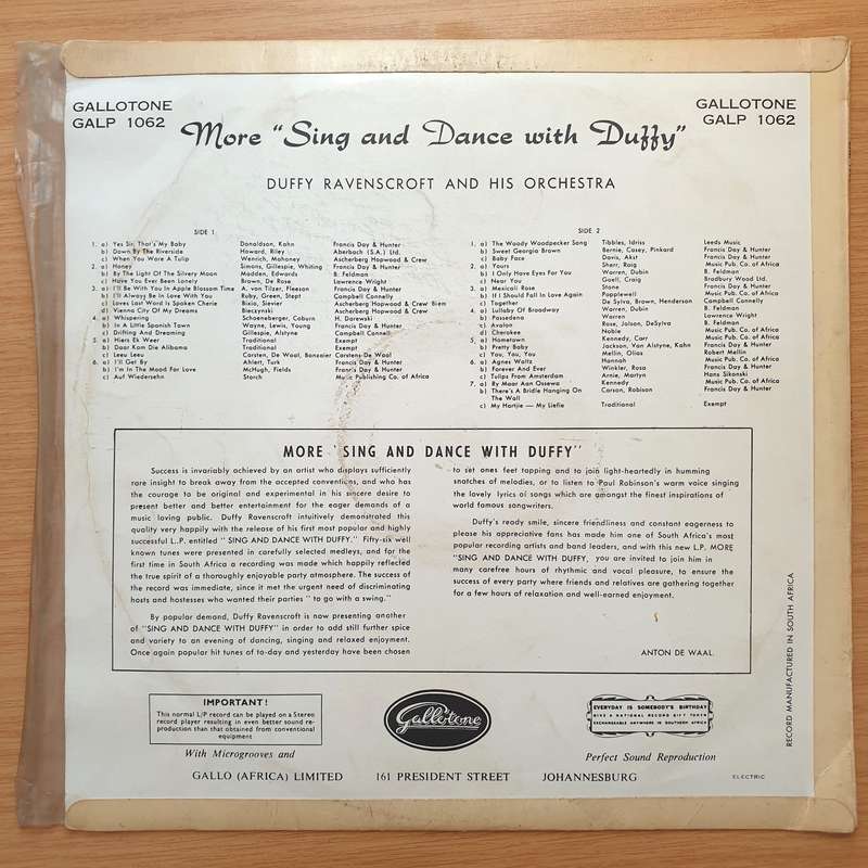 Duffy Ravenscroft and his Orchestra - More Sing and Dance - Vinyl LP Record - Very-Good+ Quality ...