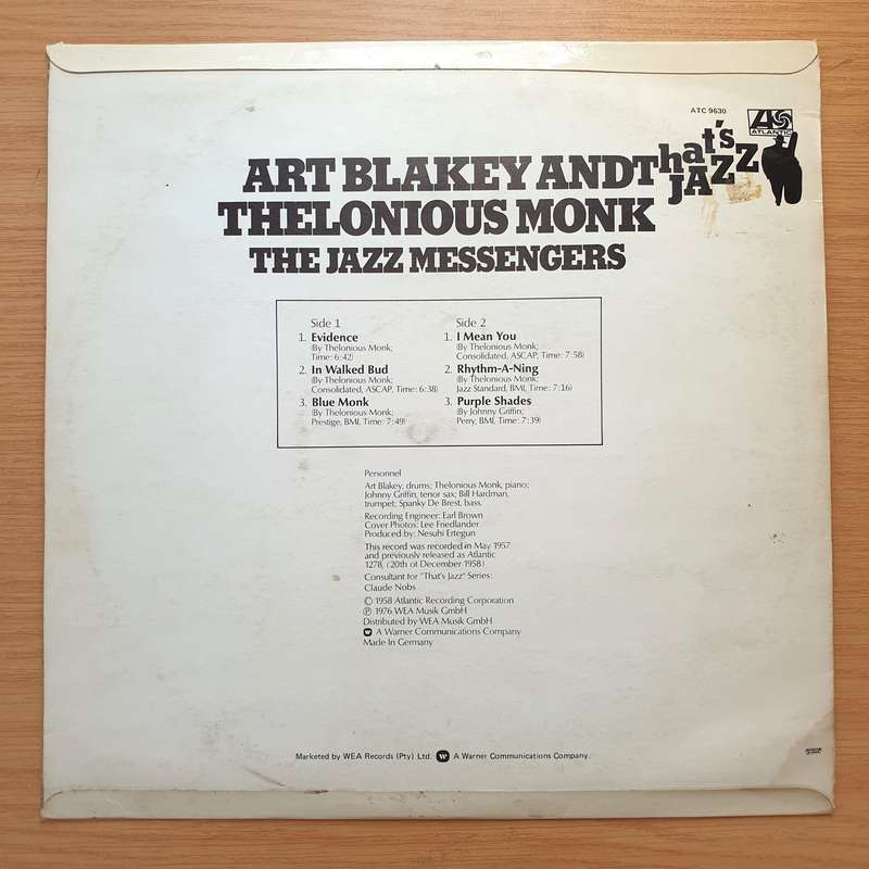 Art Blakey and Thelonious Monk -  The Jazz Messengers - That's Jazz  Vinyl LP Record - Very...