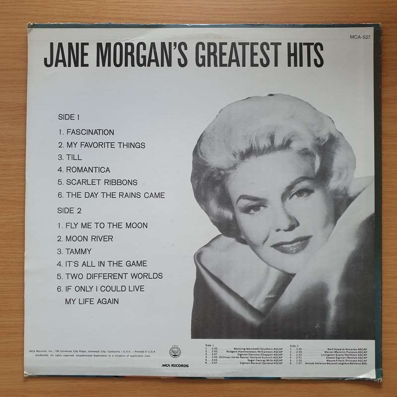 Jane Morgan  Jane Morgan's Greatest Hits - Vinyl LP Record - Very-Good+ Quality (VG+) (verygoo...