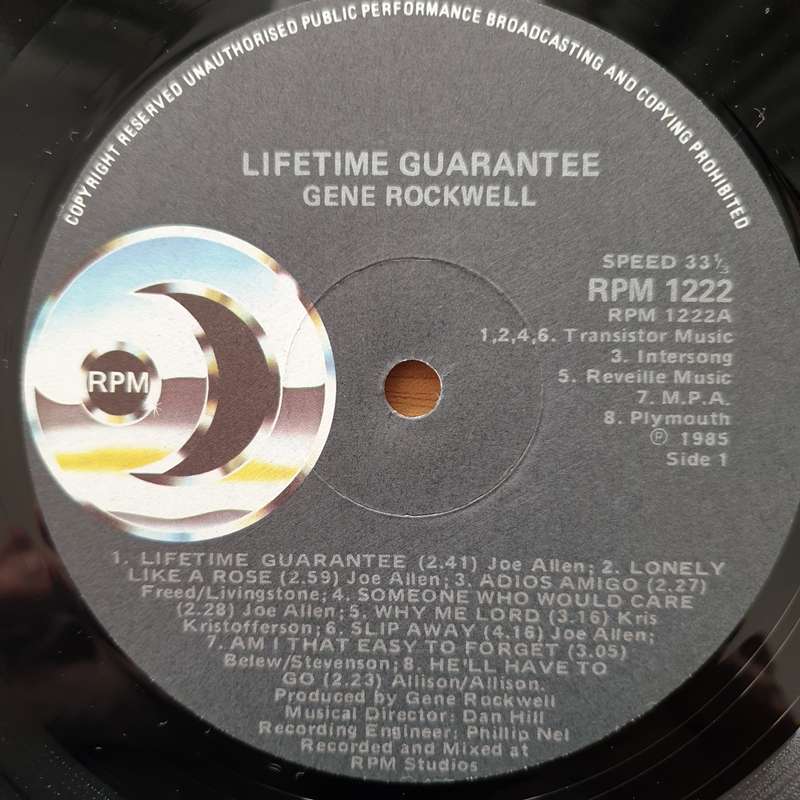 Gene Rockwell - Lifetime Guarantee - Vinyl LP Record - Very-Good+ Quality (VG+) (verygoodplus)