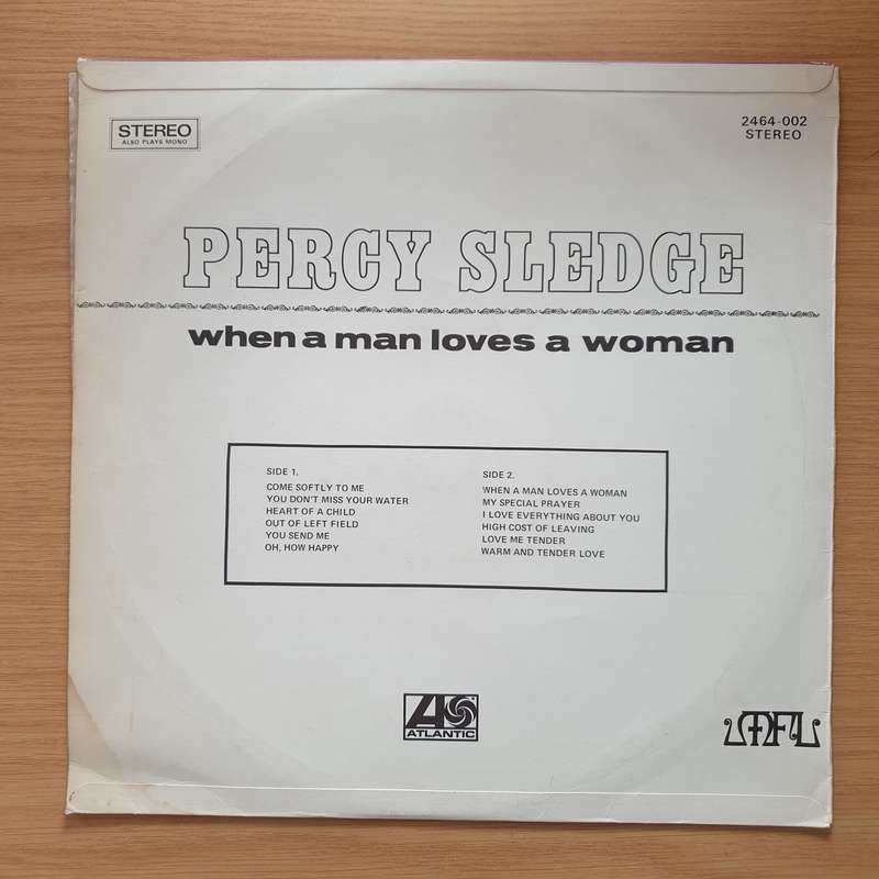 Percy Sledge  When A Man Loves A Woman  Vinyl LP Record - Very-Good Quality (VG)  (verry)