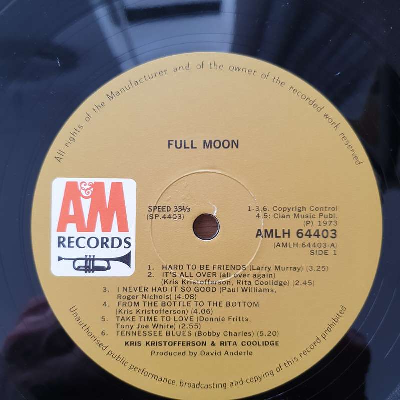 Kris & Rita  Full Moon - Vinyl LP Record - Very-Good+ Quality (VG+) (verygoodplus)