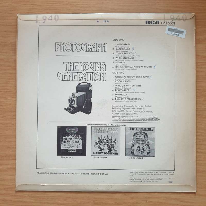 The Young Generation  Photograph - Vinyl LP Record - Very-Good+ Quality (VG+) (verygoodplus)
