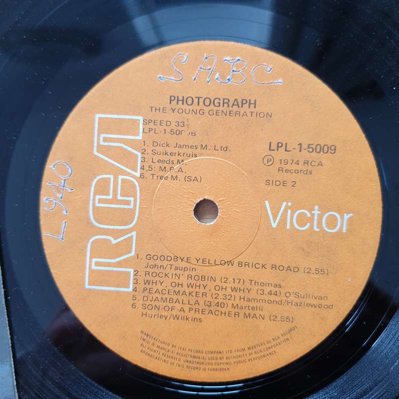 The Young Generation  Photograph - Vinyl LP Record - Very-Good+ Quality (VG+) (verygoodplus)