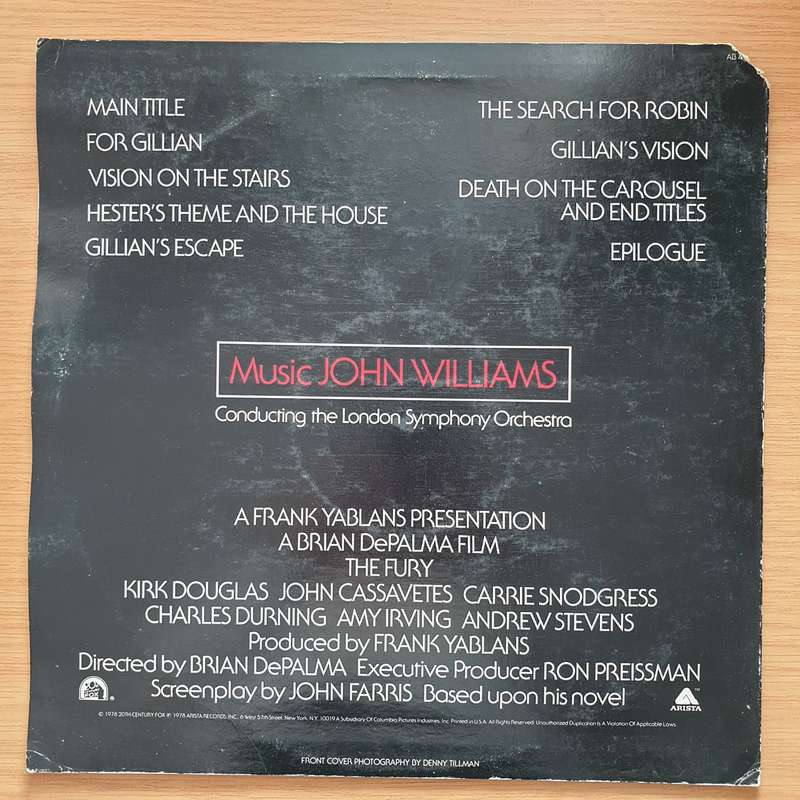 The Fury (Original Soundtrack Recording) - John Williams - Vinyl LP Record - Very-Good+ Quality (...