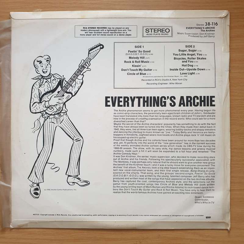 The Archies  Everything's Archie - Vinyl LP Record - Very-Good Quality (VG)  (verry)