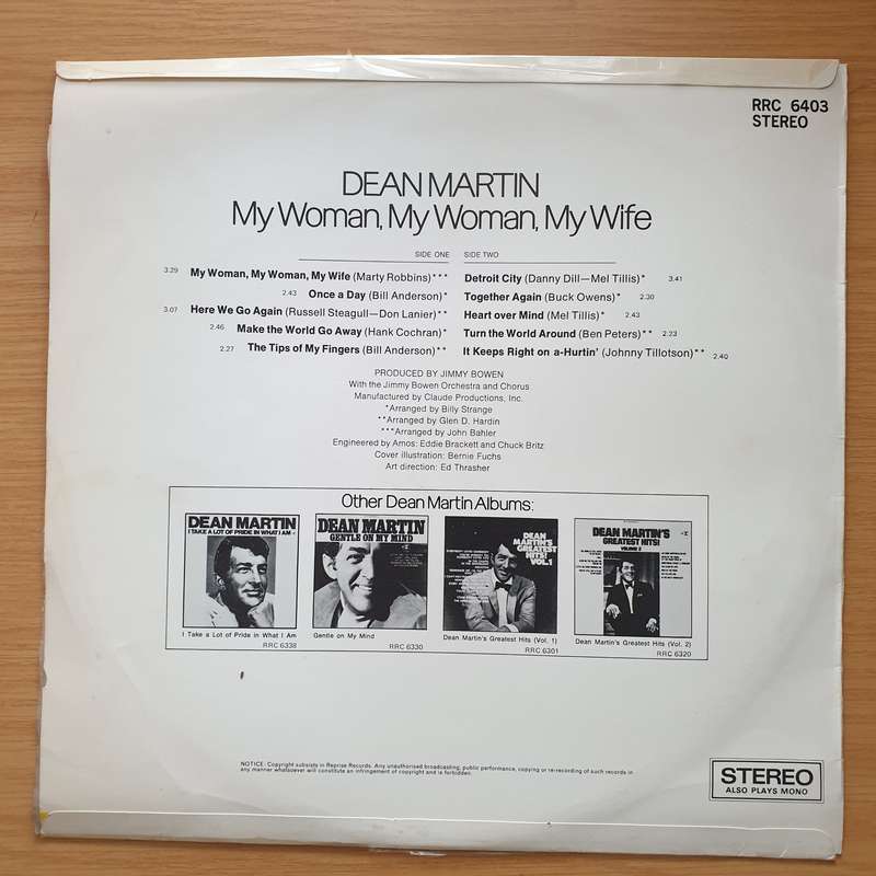 Dean Martin  My Woman, My Woman, My Wife - Vinyl LP Record - Very-Good+ Quality (VG+) (verygoo...