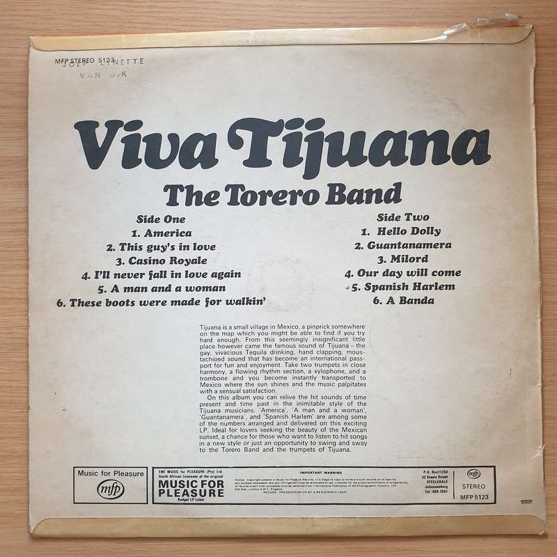 The Torero Band  Viva Tijuana! - Vinyl LP Record - Very-Good+ Quality (VG+)